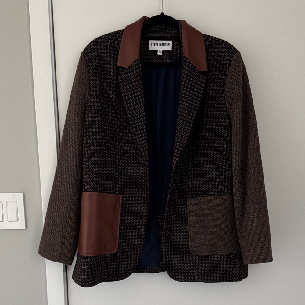 Steve Madden Brown Blazer with Leather Details